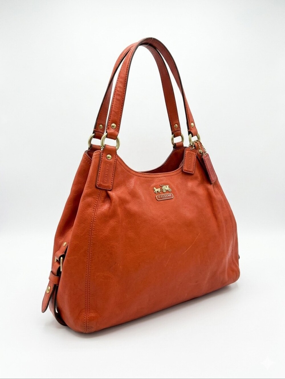 Authentic Coach Madison Maggie Leather Hobo Bag - Rare Burnt Orange 🍊 - Picture 5 of 12